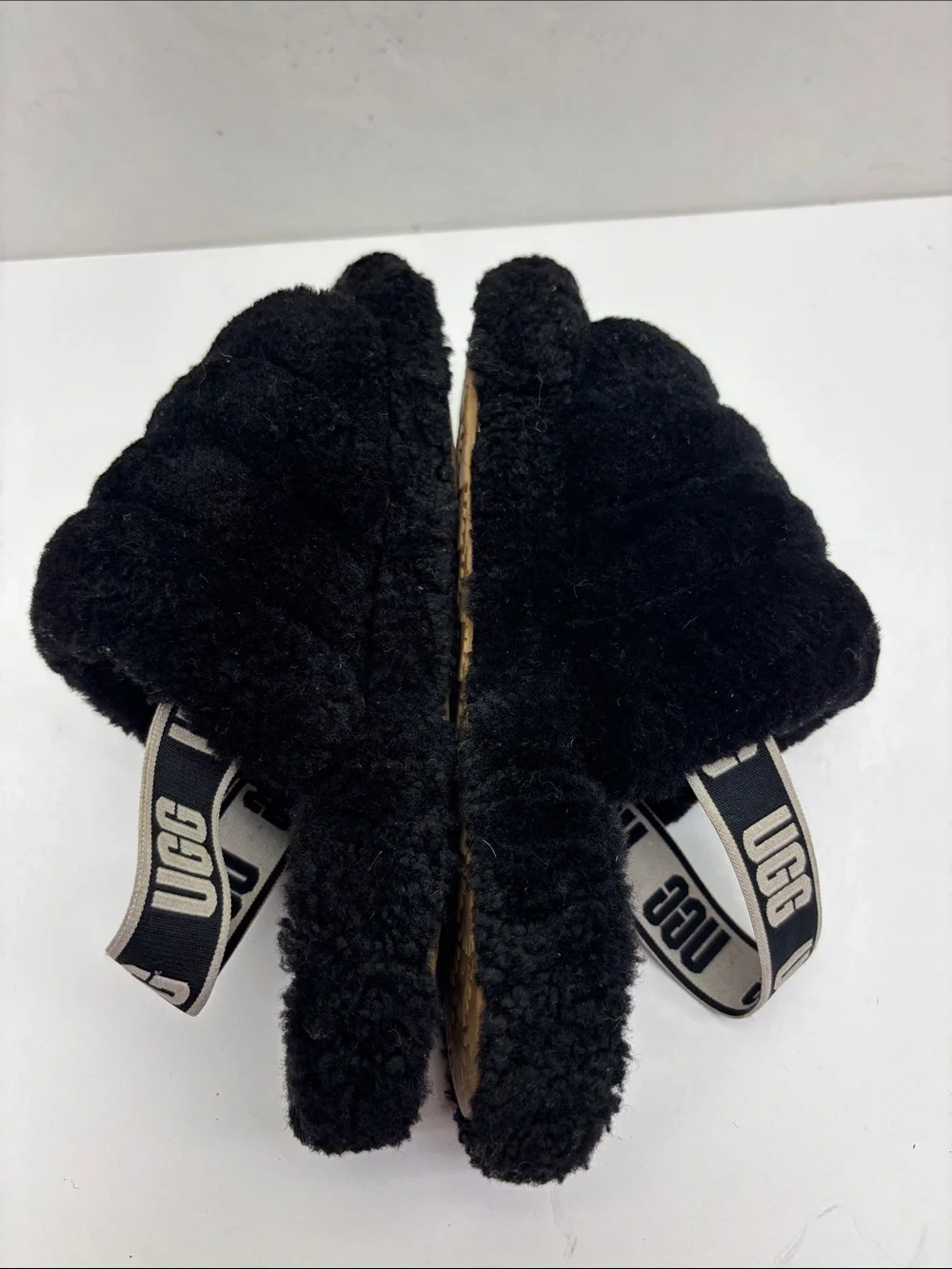 UGG Kids Black Fuzzy Slide Sandals, SZ 13 for little girl, box 12